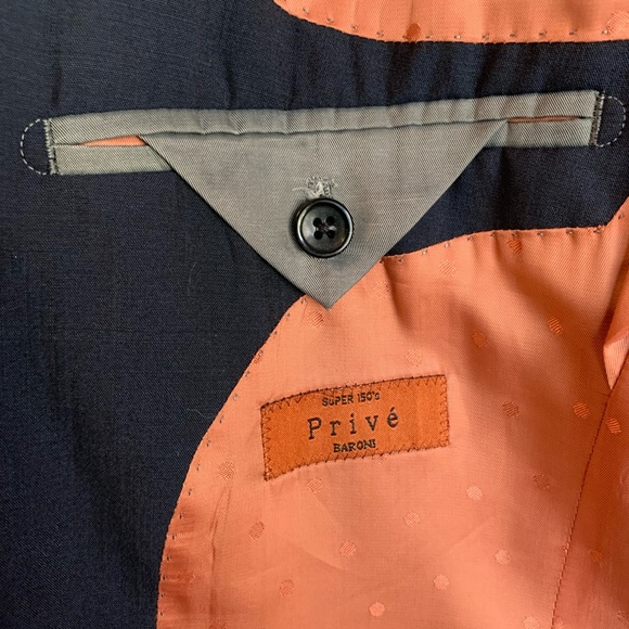 Baroni Prive Slim-Fit Navy Suit Jacket - Picture 9 of 10